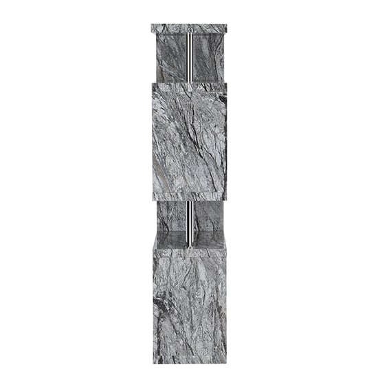 Miami High Gloss Grey Shelving Unit In Melange Marble Effect_7