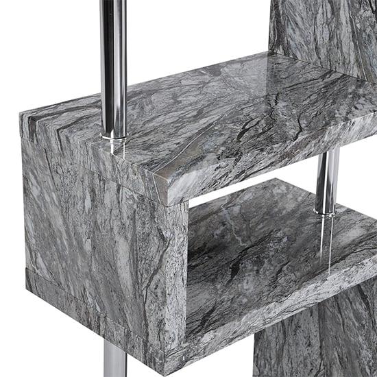 Miami High Gloss Grey Shelving Unit In Melange Marble Effect_9