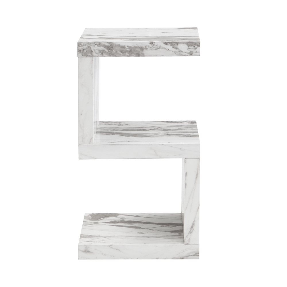 Miami High Gloss S Shape Side Table In Filo Marble Effect