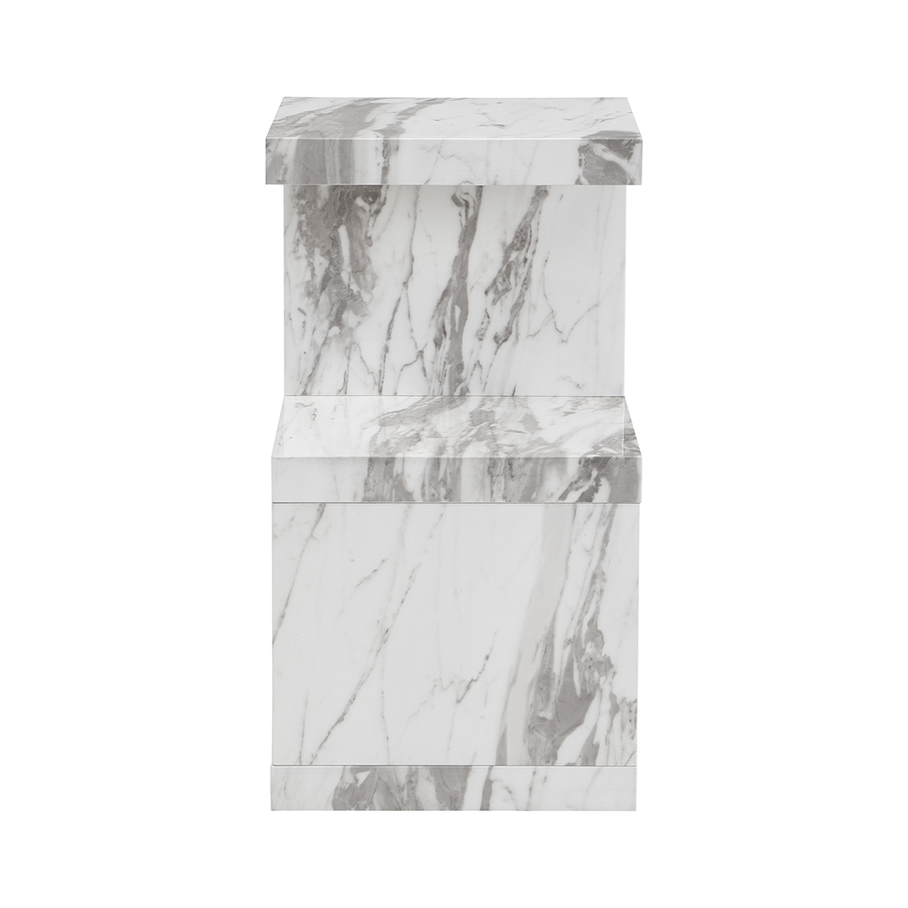 Miami High Gloss S Shape Side Table In Filo Marble Effect