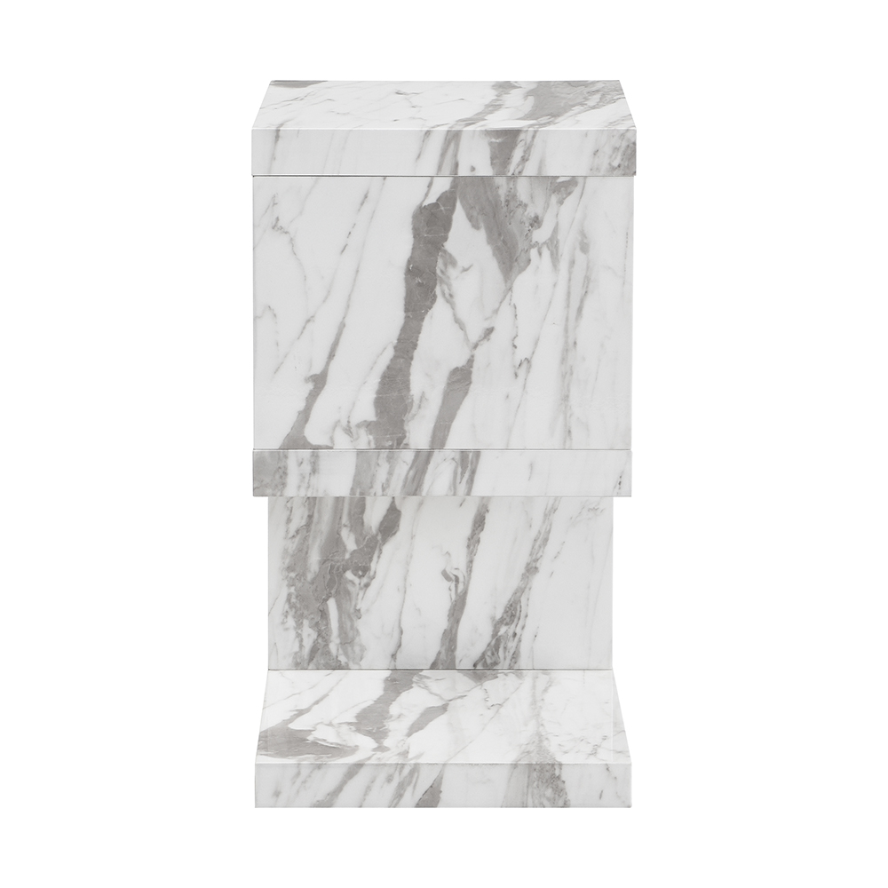 Miami High Gloss S Shape Side Table In Filo Marble Effect