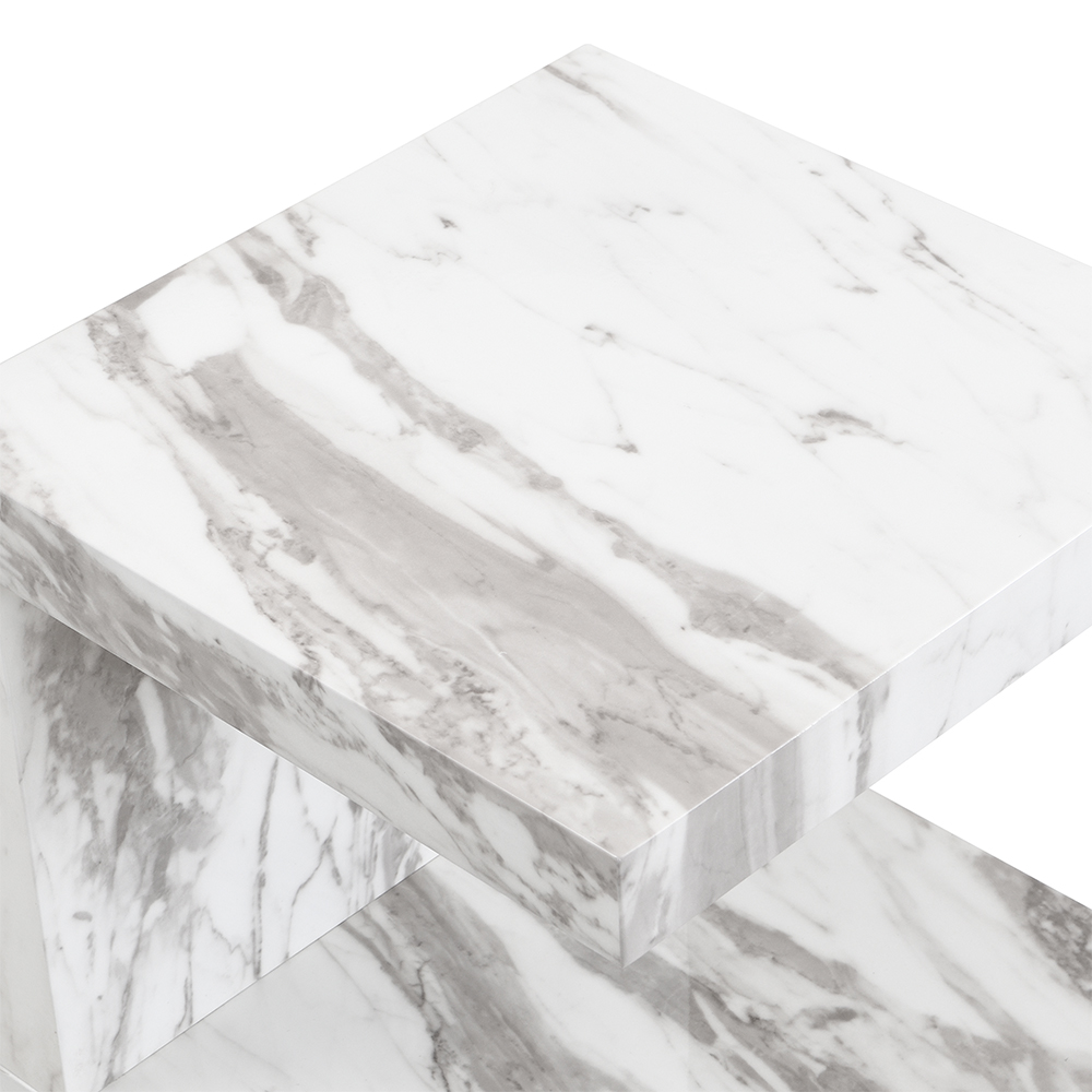 Miami High Gloss S Shape Side Table In Filo Marble Effect