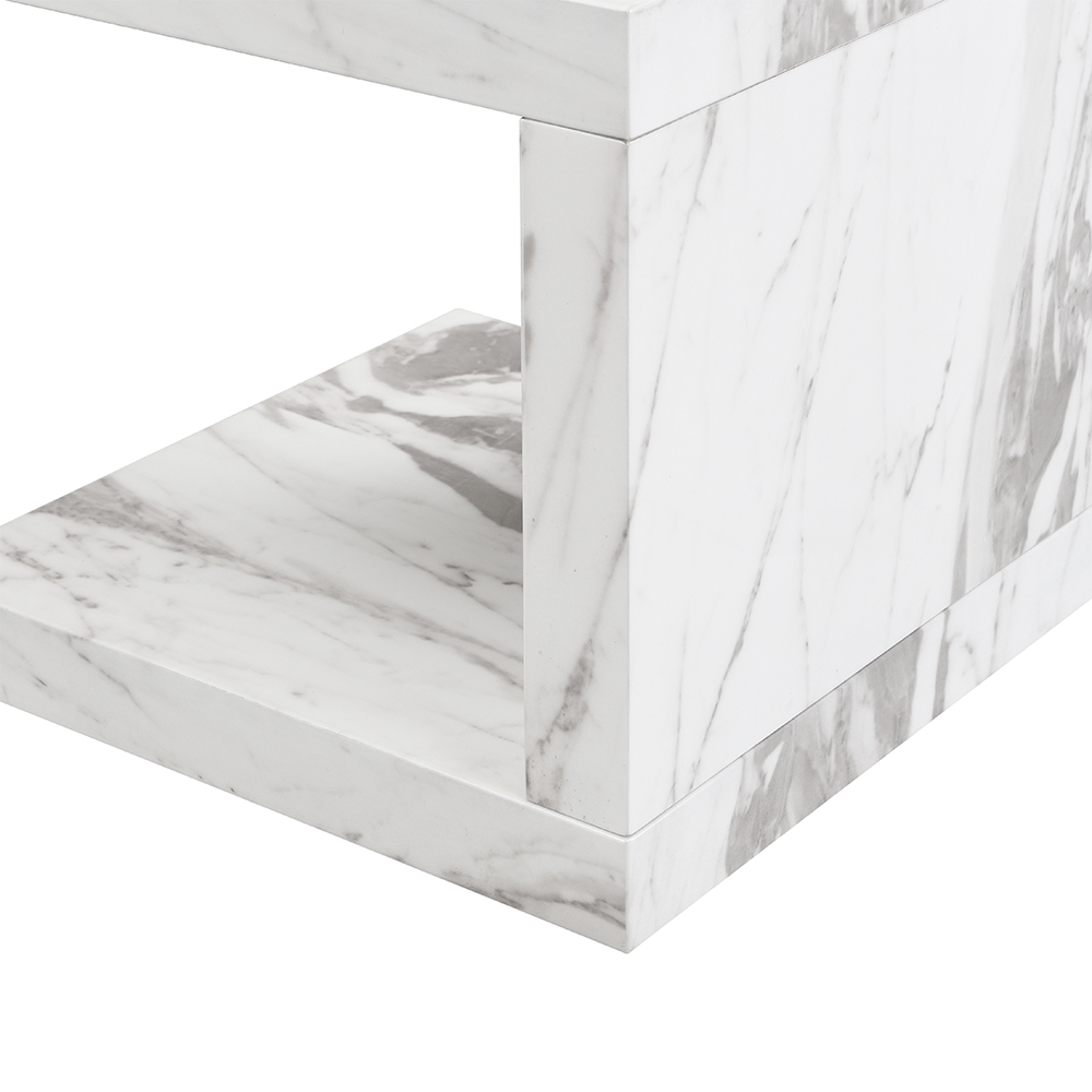 Miami High Gloss S Shape Side Table In Filo Marble Effect