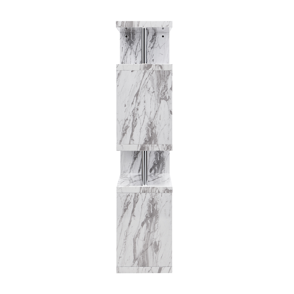 Miami High Gloss Slim Shelving Unit In Filo Marble Effect