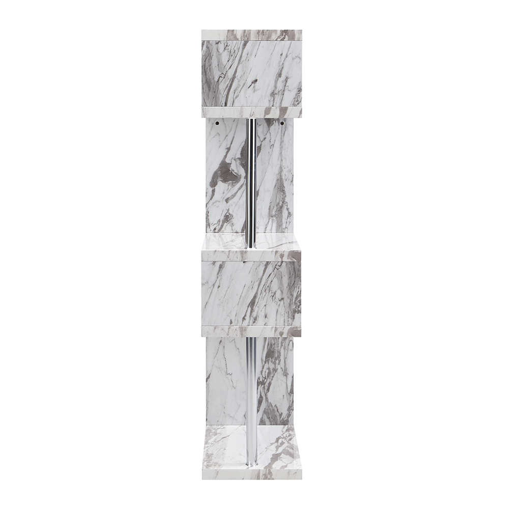 Miami High Gloss Slim Shelving Unit In Filo Marble Effect