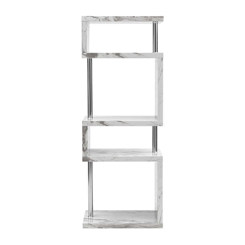 Miami High Gloss Slim Shelving Unit In Filo Marble Effect