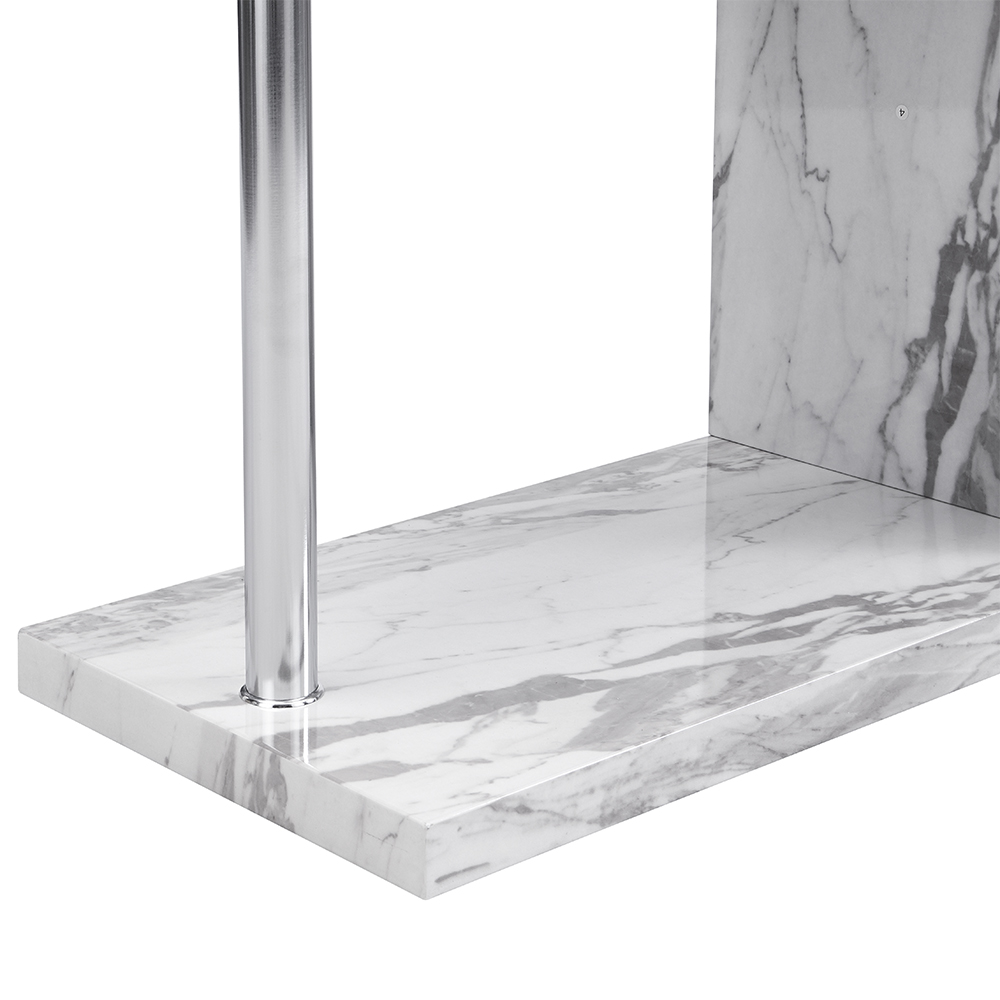 Miami High Gloss Slim Shelving Unit In Filo Marble Effect