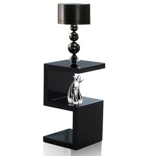 Photo of Miami high gloss s shape design side table in black