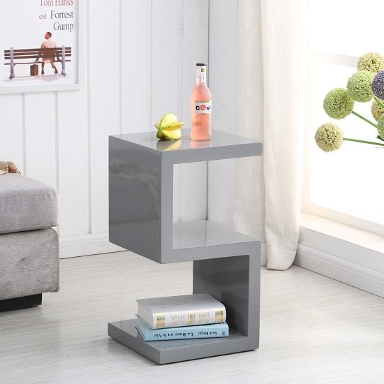 Miami High Gloss S Shape Design Side Table In Grey