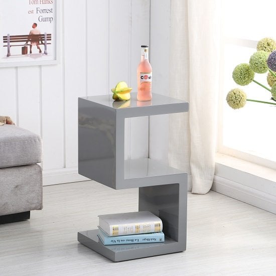 Read more about Miami high gloss s shape design side table in grey