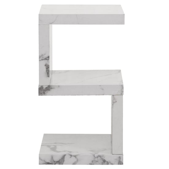 Miami High Gloss S Shape Side Table In Diva Marble Effect_4