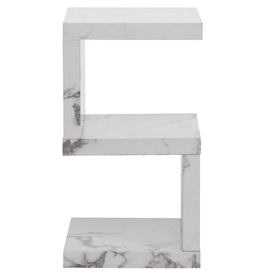 Miami High Gloss S Shape Side Table In Diva Marble Effect
