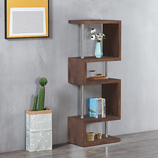Miami Wooden Slim Shelving Unit In Walnut Furniture in Fashion