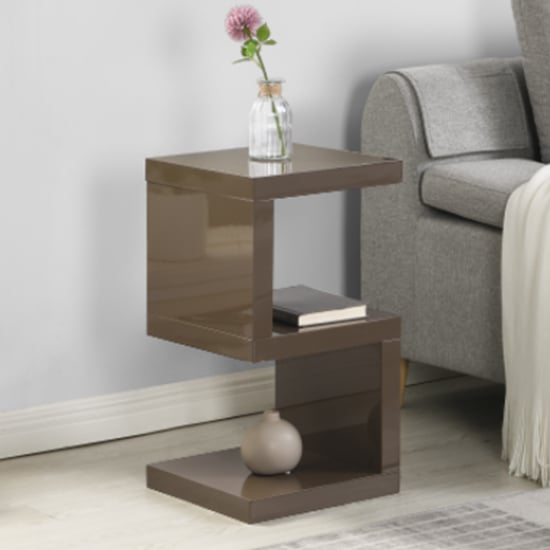 Photo of Miami high gloss s shape design side table in stone