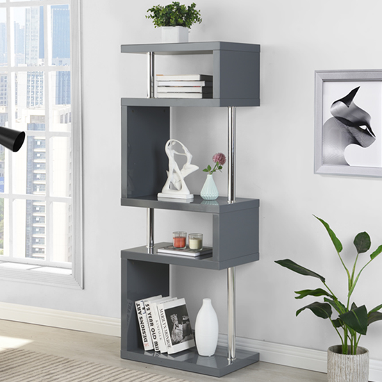 Miami Slim High Gloss Shelving Unit Grey Furniture in Fashion