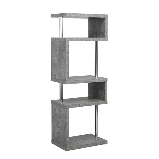 Miami Wooden Slim Shelving Unit In Concrete Effect Furniture in Fashion