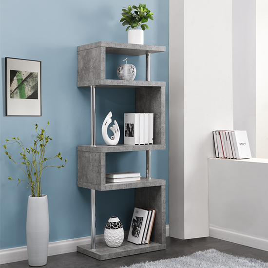 Read more about Miami wooden slim shelving unit in concrete effect