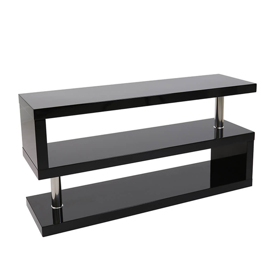 Miami High Gloss S Shape Design TV Stand In Black_3