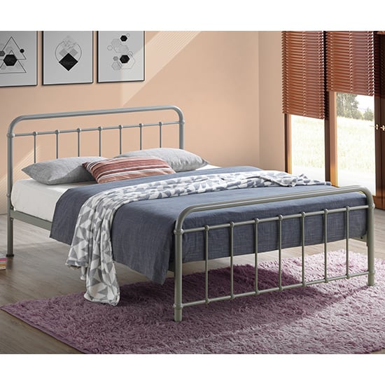 Miami Victorian Style Metal Double Bed In Pebble