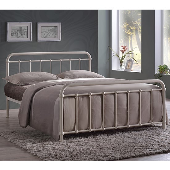Miami Victorian Style Metal King Size Bed In Ivory