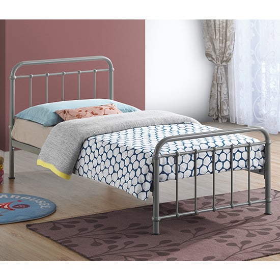 Product photograph of Miami Victorian Style Metal Single Bed In Pebble from Furniture in Fashion