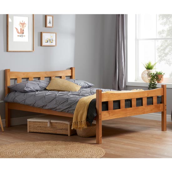 Photo of Miami wooden double bed in antique pine