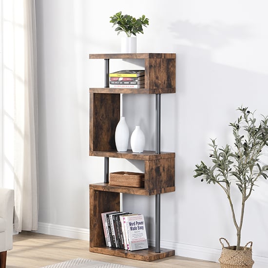 Product photograph of Miami Wooden Shelving Unit In Rustic Oak from Furniture in Fashion
