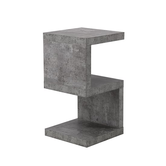 Miami Wooden S Shape Design Side Table In Concrete Effect_2