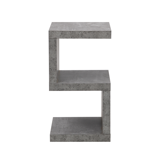 Miami Wooden S Shape Design Side Table In Concrete Effect_4