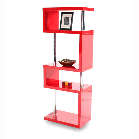 Miami Slim High Gloss Shelving Unit Red 20474 Furniture In Miami Slim High Gloss Shelving Unit Red To Enlarge