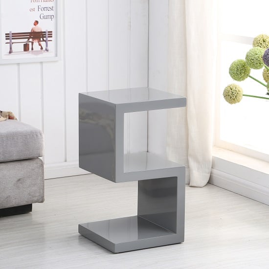 Miami Side Table In Grey High Gloss 