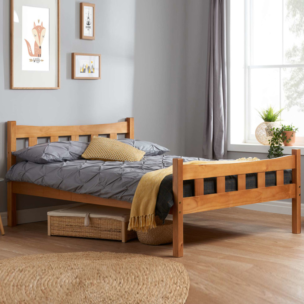 Miamian Wooden Small Double Bed In Antique Pine