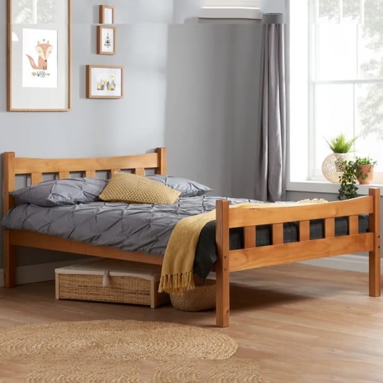 Miamian Wooden Small Double Bed In Antique Pine