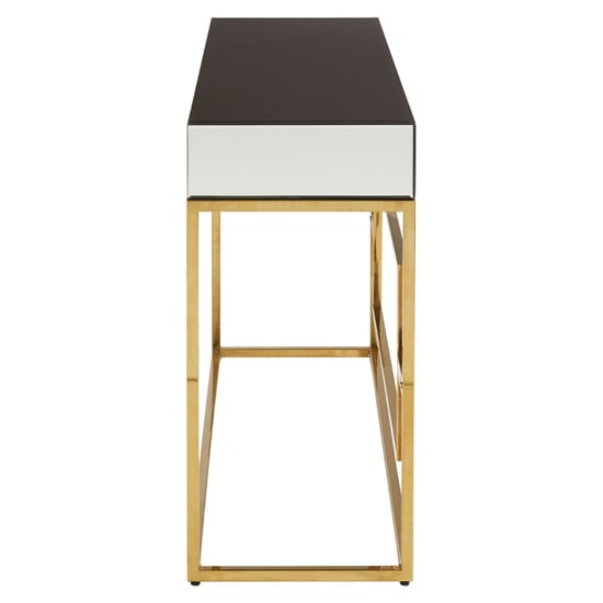 Miasma Black Mirrored Console Table With Gold Steel Base_4