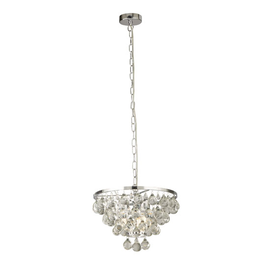 Photo of Michelle 4 pendant light in chrome with rain drop glass balls