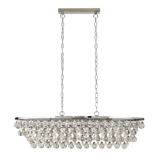 Product photograph of Michelle 5 Pendant Light In Chrome With Rain Drop Glass Balls from Furniture in Fashion