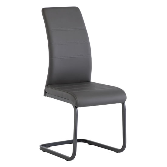 Product photograph of Michton Faux Leather Dining Chair In Grey from Furniture in Fashion