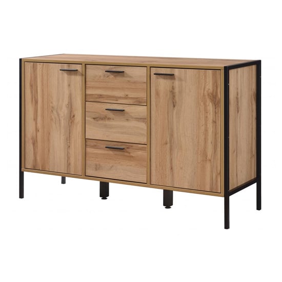 Read more about Malila wooden sideboard with black metal frame in oak