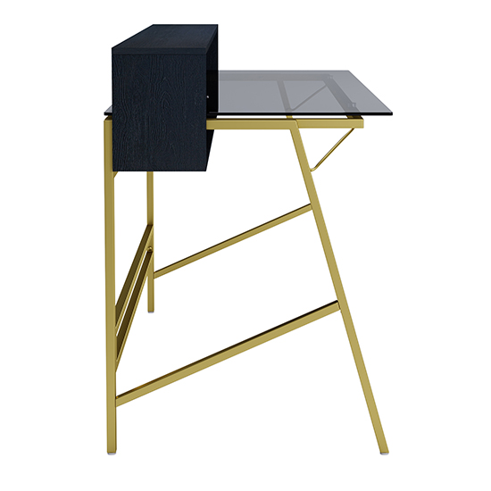 Mickley Smoked Glass Top Laptop Desk With Gold Frame