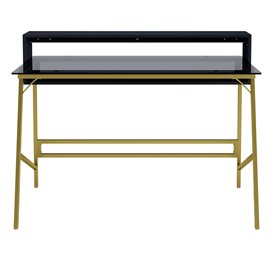 Mickley Smoked Glass Top Laptop Desk With Gold Frame