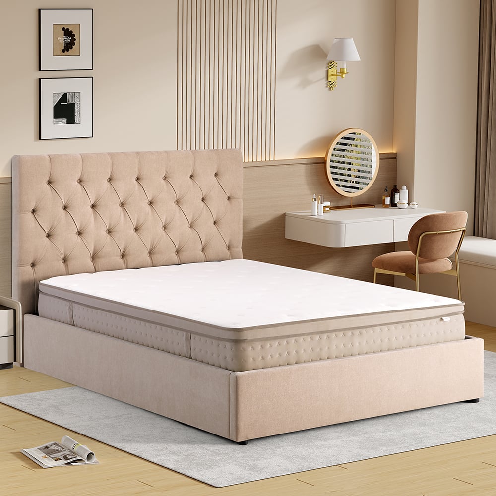 Middleton Fabric Ottoman Storage Double Bed In Stone