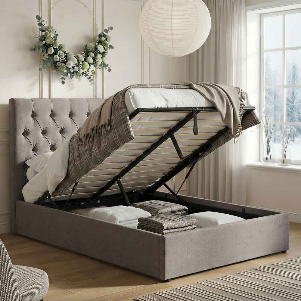 Middleton Fabric Ottoman Storage Double Bed In Grey