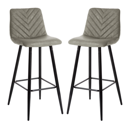 Middlewich Taupe Faux Leather Bar Stools In Pair