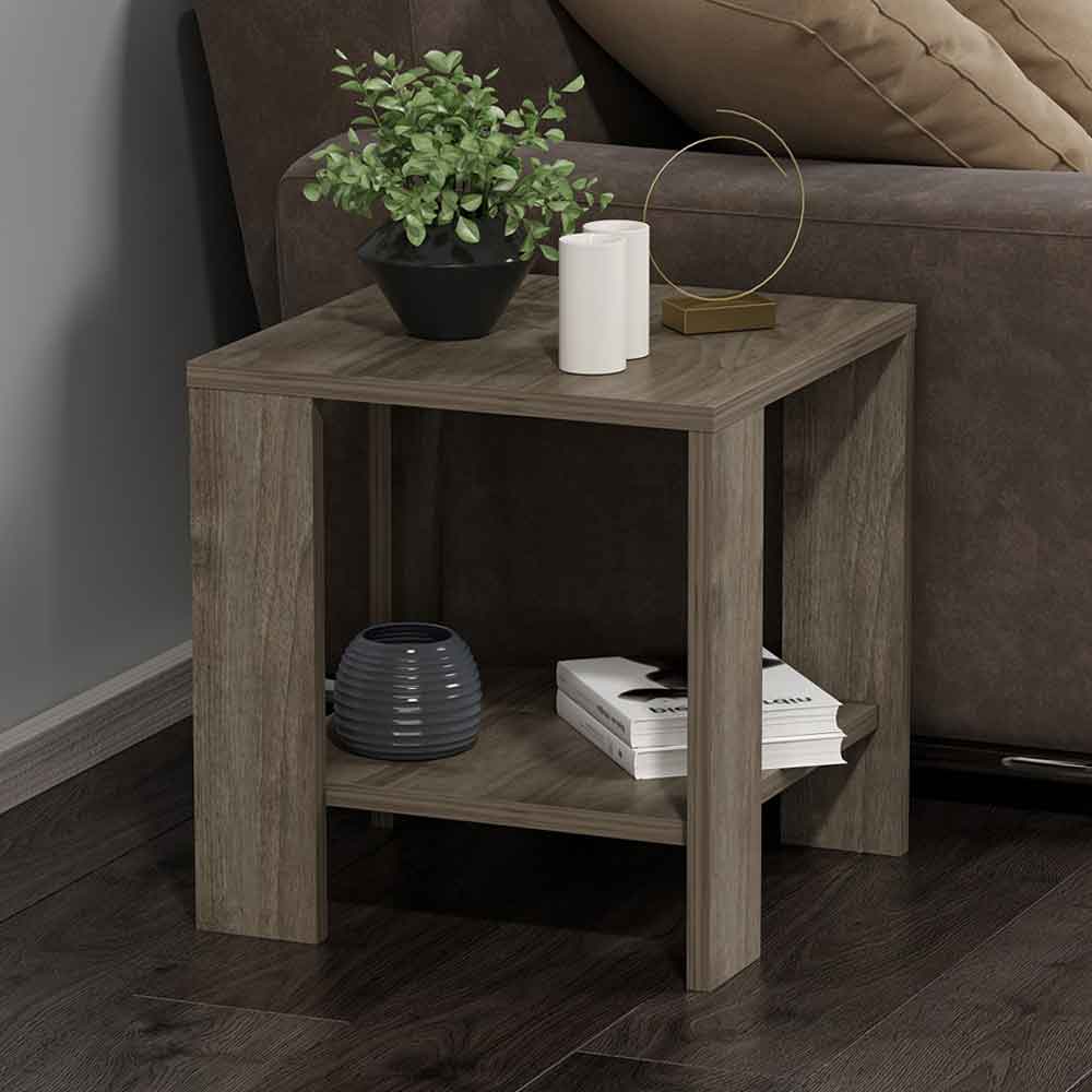 Midi Wooden Side Table in Walnut
