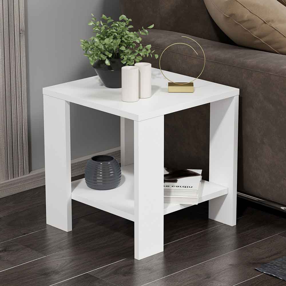 Midi Wooden Side Table in White