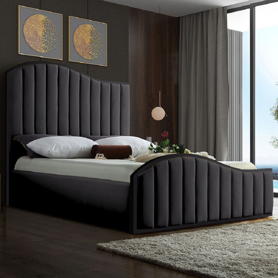Product photograph of Midland Plush Velvet Upholstered Super King Size Bed In Steel from Furniture in Fashion