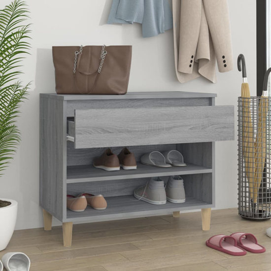 Midland Wooden Hallway Shoe Storage Rack In Grey Sonoma Oak