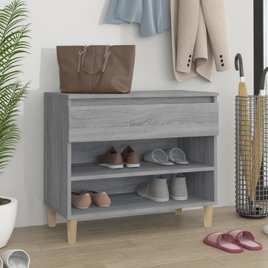 Read more about Midland wooden hallway shoe storage rack in grey sonoma oak