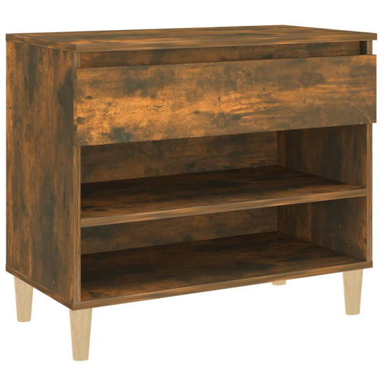 Midland Wooden Hallway Shoe Storage Rack In Smoked Oak