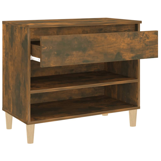 Midland Wooden Hallway Shoe Storage Rack In Smoked Oak